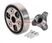 flange trójramienna przegubu gumowego + rubber joint 96mm, audi, skoda, vw, hole 6 x 11mm, h-48.5+30mm, tube 64mm, tulejka centrująca 16mm
